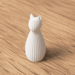 Katzen-Statue in Weiß – minimalistische 3D-gedruckte Deko-Figur