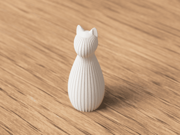 Katzen-Statue in Weiß – minimalistische 3D-gedruckte Deko-Figur