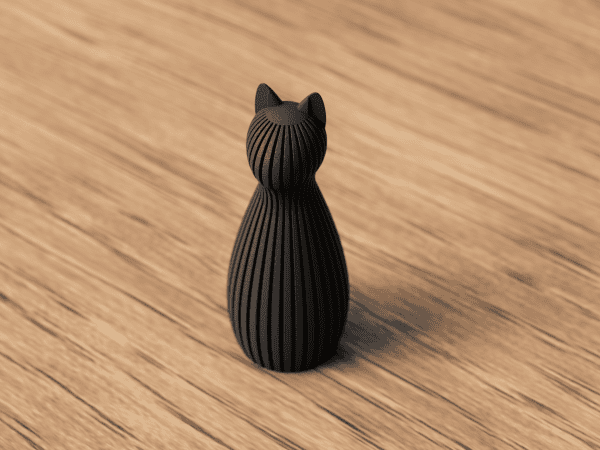 Katzen-Statue in Schwarz – minimalistische 3D-gedruckte Deko-Figur