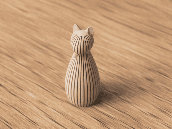 Katzen-Statue in Rosa – minimalistische 3D-gedruckte Deko-Figur