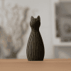 Katzen-Statue in Olivgrün – minimalistische 3D-gedruckte Deko-Figur