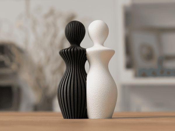 Pärchen-Skulptur Schwarz & Weiß, Nahaufnahme – zwei individuell wählbare Figuren