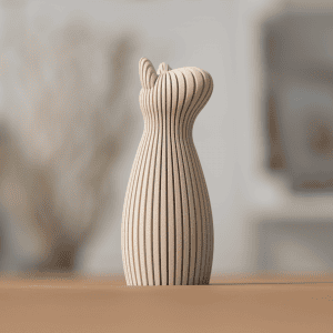 Hunde-Statue in Creme – minimalistische 3D-gedruckte Deko-Figur