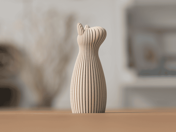 Hunde-Statue in Creme – minimalistische 3D-gedruckte Deko-Figur