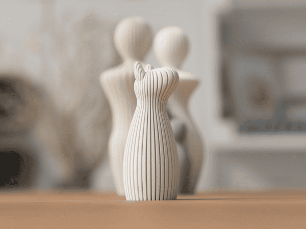 Hunde-Statue in Olivgrün – minimalistische 3D-gedruckte Deko-Figur