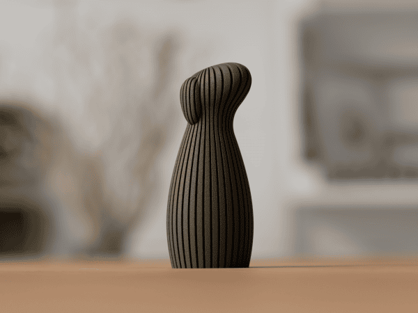 Hunde-Statue neben Familienskulptur-Figuren – minimalistische 3D-gedruckte Deko-Figur