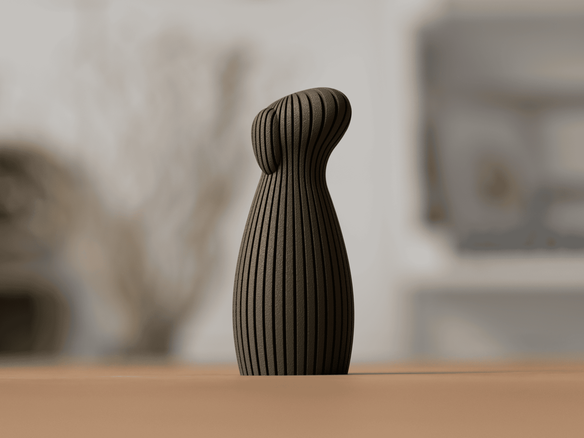Hunde-Statue neben Familienskulptur-Figuren – minimalistische 3D-gedruckte Deko-Figur