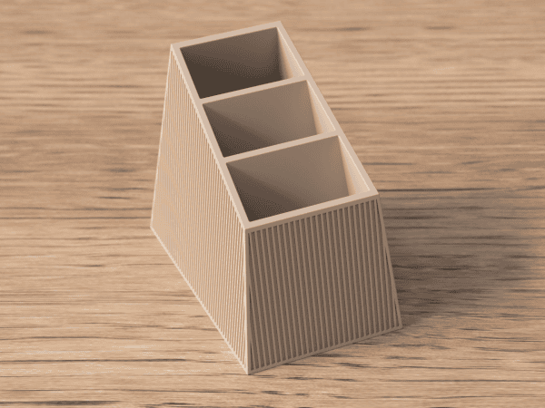 Fernbedienungs-Organizer in Beige, leer, 3D-gedruckt mit geripptem Design